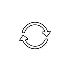 Poster - Rotating Arrows Cycle Icon, Circular Motion Symbol. Repeating, Renewal, Reload, Loop Design Element Vector Isolated on White Background. Flat Outline Style for Infographics