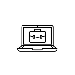 Fototapete - Online Business Concept: Laptop with Briefcase Icon, Symbolizing Digital Entrepreneurship and Remote Work (Line Art)