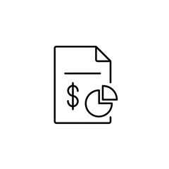 Poster - Financial Report Icon with Dollar Sign and Pie Chart for Business Analysis and Investment Planning. Minimalist vector line illustration.