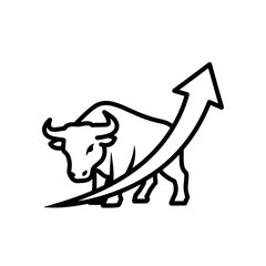 Poster - Bull Market Symbol with Upward Arrow, Financial Growth and Investment Concept - Stock Market Trend Illustration, Isolated Vector