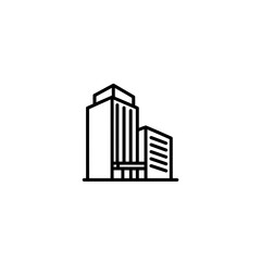 Poster - Minimalist Line Art Illustration of Modern Office Buildings for Business and Corporate Concepts, Architectural Design with Clean Aesthetic