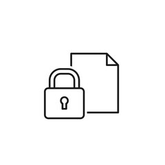 Poster - Secured Document: Minimalist Line Art Illustration of Padlock and Paper Sheet for Data Protection Concept, Information Security, and Confidential File Management