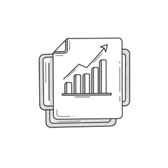 Poster - Hand-Drawn Business Report with Rising Graph: Financial Data Analysis and Growth Strategy Concept - Stock Illustration