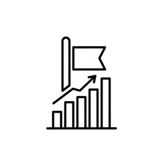 Poster - Minimalist Line Art: Upward Trend Chart with Flag, Demonstrating Growth and Achievement in Business, Finance, and Goal Setting Visualizations.