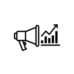 Poster - Business Growth Announcement: Megaphone with Rising Graph Icon for Marketing Success and Strategic Communication on White Background