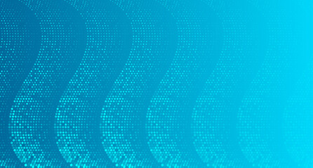 Aufkleber - Bright blue minimal wavy dotted lines abstract background. Geometric tech concept halftone vector design