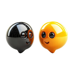 Poster - Shiny friends Black and gold cute emoji characters with friendly smiles on transparent background