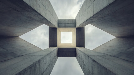 Poster - Modern architecture features sharp edged forms arranged in radial symmetry, evoking awe