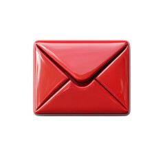 Fototapete - Red glossy envelope icon mail email post message communication letter 3D on transparent background