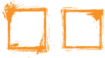 Aufkleber - Frame is drawn with brush strokes on white background. Vector orange square grunge frame on a transparent background.