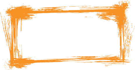 Aufkleber - Frame is drawn with brush strokes on white background. Vector orange square grunge frame on a transparent background.