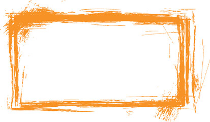 Aufkleber - Frame is drawn with brush strokes on white background. Vector orange square grunge frame on a transparent background.