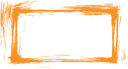 Aufkleber - Frame is drawn with brush strokes on white background. Vector orange square grunge frame on a transparent background.