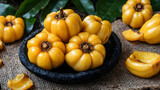 Fresh garcinia atroviridis fruit isolated on transparent background