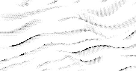 Wall Mural - Abstract wave lines halftone pattern. Black and white vector illustration	