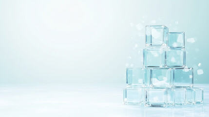 Poster - Translucent glass cubes stacked in asymmetric form create serene atmosphere