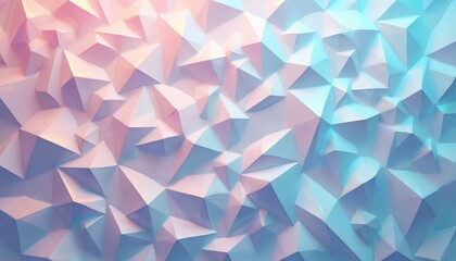 Poster - Abstract background with geometric pattern of iridescent triangles. Polygonal design with pastel blue, pink, purple colors. Digital art for wallpaper, print, website, decoration.