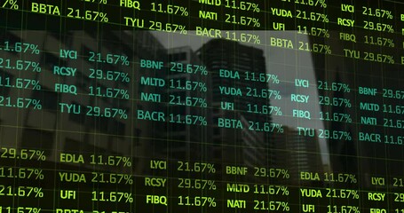 Poster - Skyline opening initiating ticker grid updating values rising and falling showing market trends