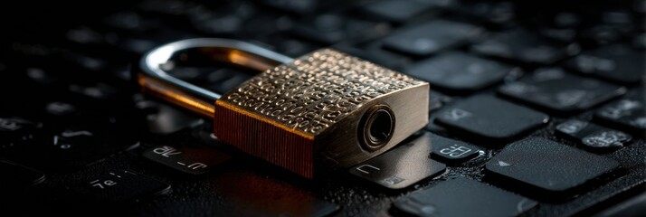 Fototapete - Data Padlock Formed by Ones and Zeros on Digital Tablet Interface, Signifying Cybersecurity and Data Protection in Technology