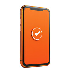 Fototapete - Orange phone complete approved task success verification confirmed done on transparent background