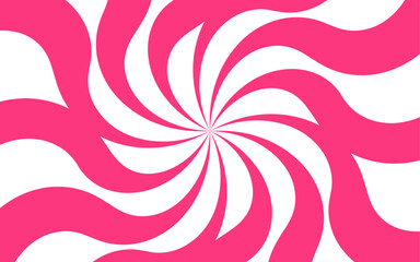 Aufkleber - Abstract background with hypnotic swirl pattern and bright pink and white wavy radial lines. Central focal point and spirals outward with fluid, dynamic motion. Flat, vibrant, and suitable for pop-art
