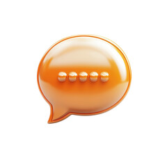 Fototapete - Glossy Orange Chat Bubble with Loading Dots Icon Communication Symbol on transparent background
