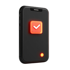 Fototapete - Completed Task Approval on Mobile Phone Success Confirmation Notification on transparent background