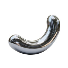 Poster - Silver Metal Curved Shape Abstract Design Shine Chrome Smooth Surface on transparent background