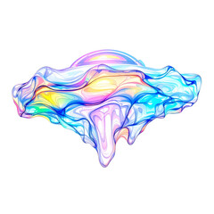 Poster - Abstract iridescent form with flowing shapes and a spherical top on a black background space