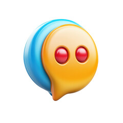 Fototapete - Chatbot Alert Notification Bubble 3D Icon with Red Eyes Cute Digital on transparent background
