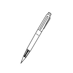 Poster - Simple Pen Line Art: A clean, monochrome line art illustration of a classic ballpoint pen, ideal for stationery, office, or writing-related designs.