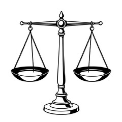 Poster - Scales of Justice: A Classic Black and White Line Art Illustration