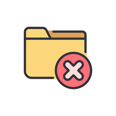 Poster - Yellow Folder Marked With An Illustrative Red Cross Sign Symbolizing Deletion