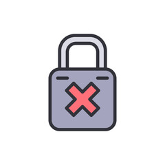 Aufkleber - Cartoonish Representation Of An Unlocked Padlock With A Visible Red X