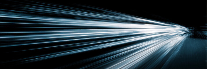 Poster - Abstract light streaks in motion against a dark background create a sense of speed and technology