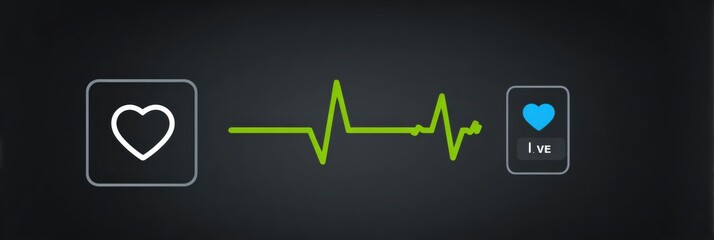 Aufkleber - Live Pulse Monitored by ECG Device With Heart Icon Displayed Prominently Against Dark Background