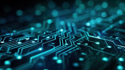 Poster - Abstract teal circuit board close up
