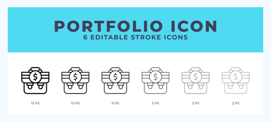 Fototapete - Portfolio editable line icon. Vector illustration with different stroke.