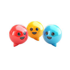 Fototapete - Happy Chat Balloons Red Yellow and Blue Speech Bubble Characters on transparent background