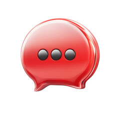 Fototapete - Glossy Red Chat Bubble Icon Render Message Text Comment Communication Dots on transparent background