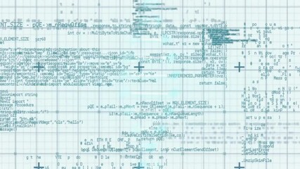 Aufkleber - On launch teal grid with code shifting scrolling and dissolving illustrating digital data flow