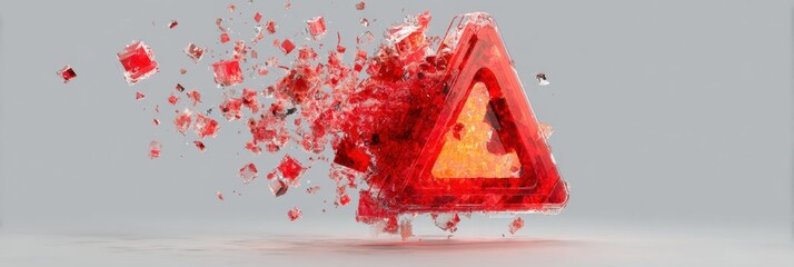 Poster - 3D Warning Popup Representation Showing an Explosion From Fake Antivirus Software With Fragments Dispersing Outward