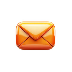 Fototapete - Glossy Orange Email Icon Digital Communication Newsletter Notifications on transparent background