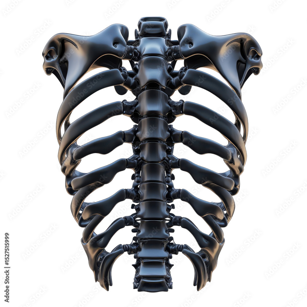 Metallic Human Thorax Anatomy Rib Cage Structure Skeletal System ...