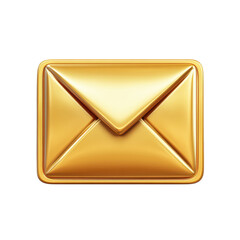 Fototapete - Golden Email Icon for Digital Communication Shiny Notification Message on transparent background