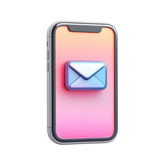Fototapete - New message notification on smartphone Digital mail communication on transparent background