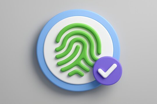 Fingerprint Scanning Process with Approval Checkmark Icon