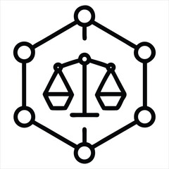 Fototapete - Networked justice scales icon isolated on white background