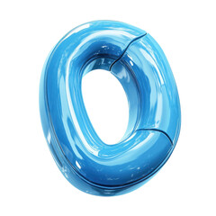 Poster - Blue Letter O 3D Rendering Shiny Typeface Logo on Transparent Background Alphabet Typography Design