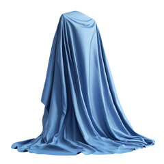 Poster - Delicate sky blue silk fabric draped flowing textile reveal elegant cloth on transparent background